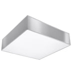 Plafonnier Horus 35 gris, plafonnier carré laqué et diffuseur blanc