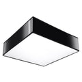 Plafonnier Horus 35 noir, plafonnier carré laqué et diffuseur blanc