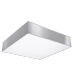 Plafonnier Horus 45 gris, plafonnier carré laqué et diffuseur blanc