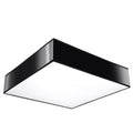 Plafonnier Horus 45 noir, plafonnier carré laqué et diffuseur blanc