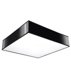 Plafonnier Horus 45 noir, plafonnier carré laqué et diffuseur blanc