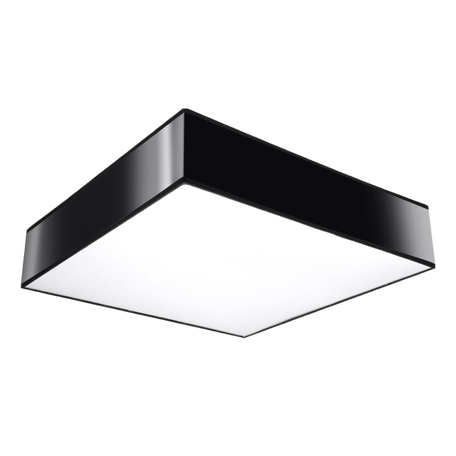 Plafonnier Horus 55 PVC noir, plafonnier carré au plafond
