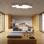 Plafonnier Horus blanc au plafond d'un salon