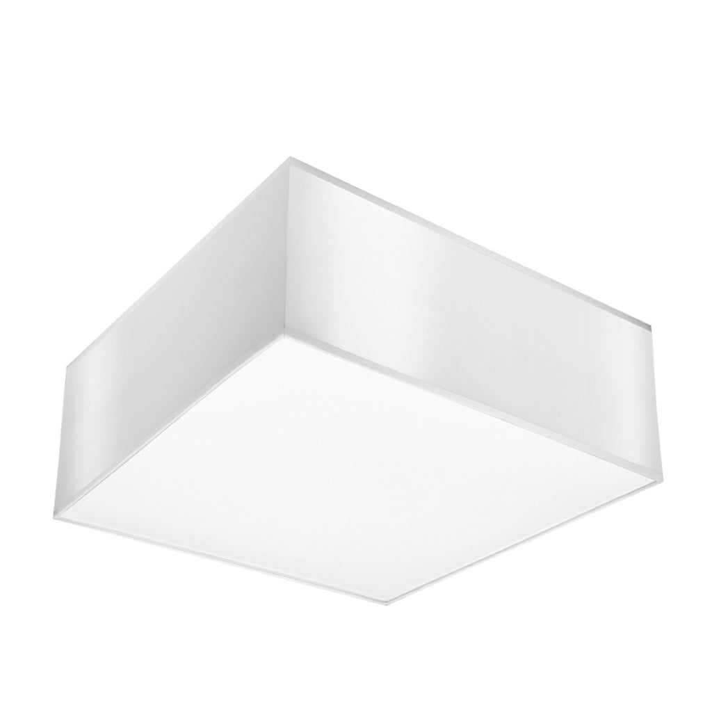 Plafonnier Horus blanc 25 cm, plafonnier carré laqué et diffuseur blanc