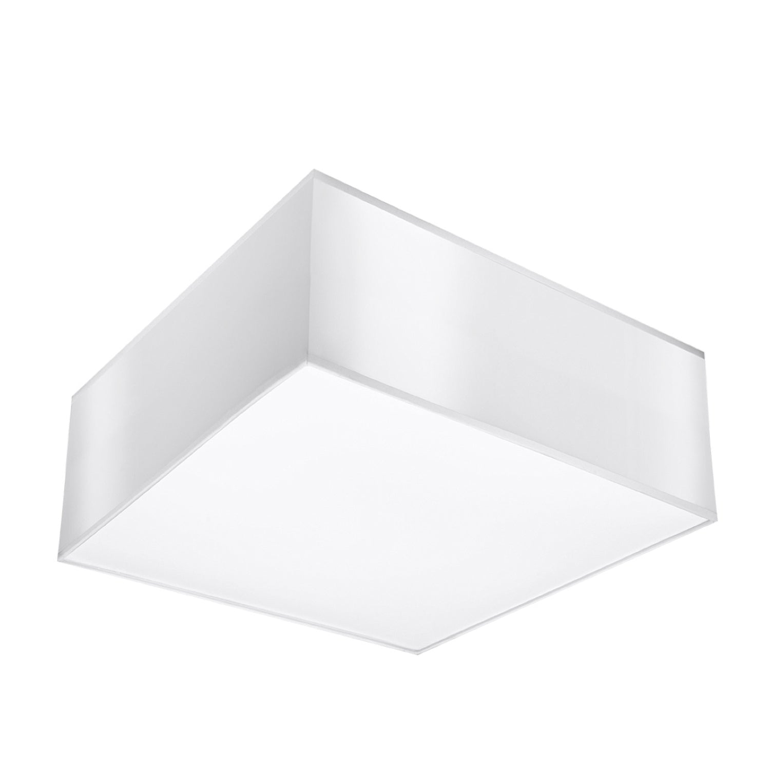 Plafonnier Horus blanc 25 cm, plafonnier carré laqué et diffuseur blanc