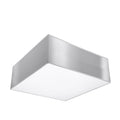Plafonnier Horus gris 25 cm, plafonnier carré laqué et diffuseur blanc