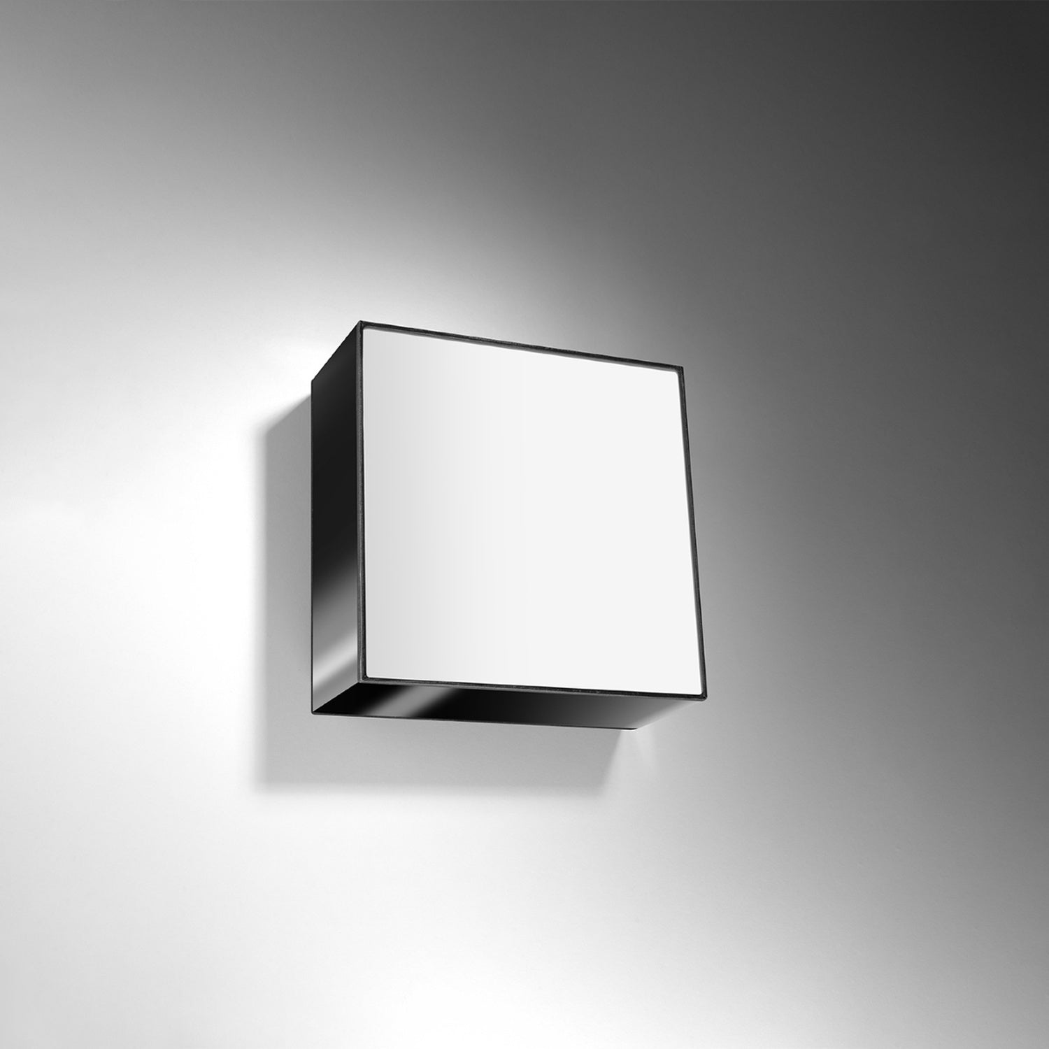 Plafonnier Horus noir vu de face, diffuseur blanc