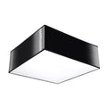 Plafonnier Horus noir 25 cm, plafonnier carré laqué et diffuseur blanc