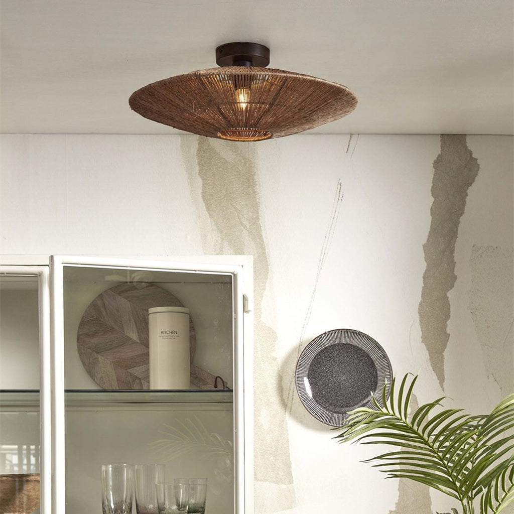 Plafonnier Iguazu jute naturel disque 55 cm E27, vue 2