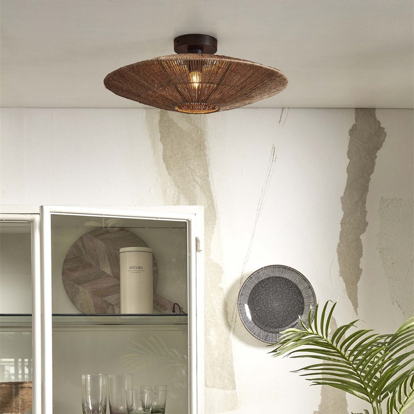 Plafonnier Iguazu jute naturel disque 55 cm E27, vue 2