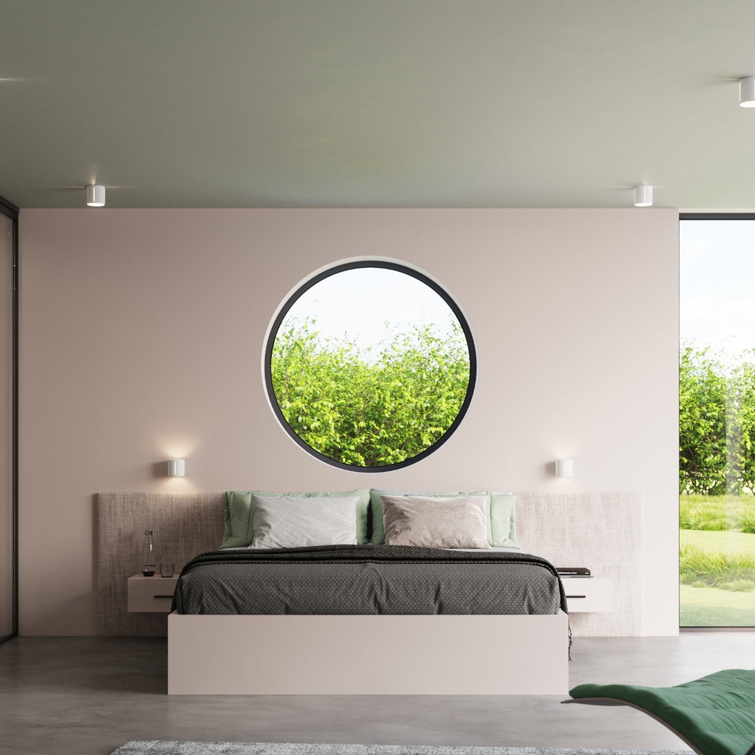Plafonnier Inez blanc au plafond dans un intérieur contemporain