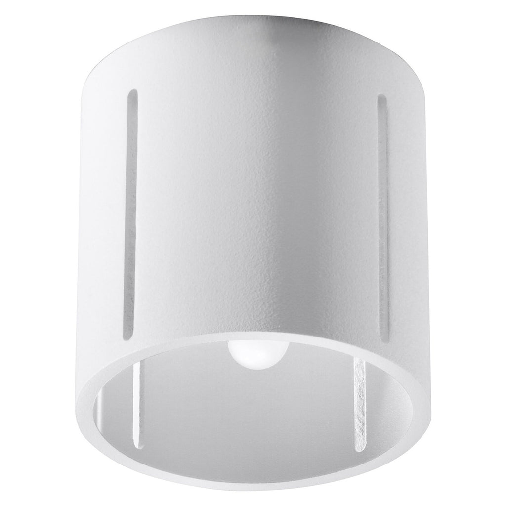 Plafonnier Inez tube en aluminium blanc à fentes verticales