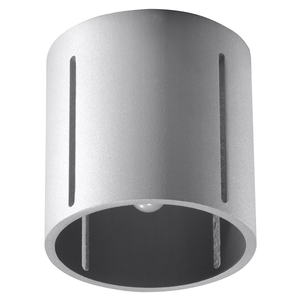 Plafonnier Inez tube en aluminium gris à fentes verticales
