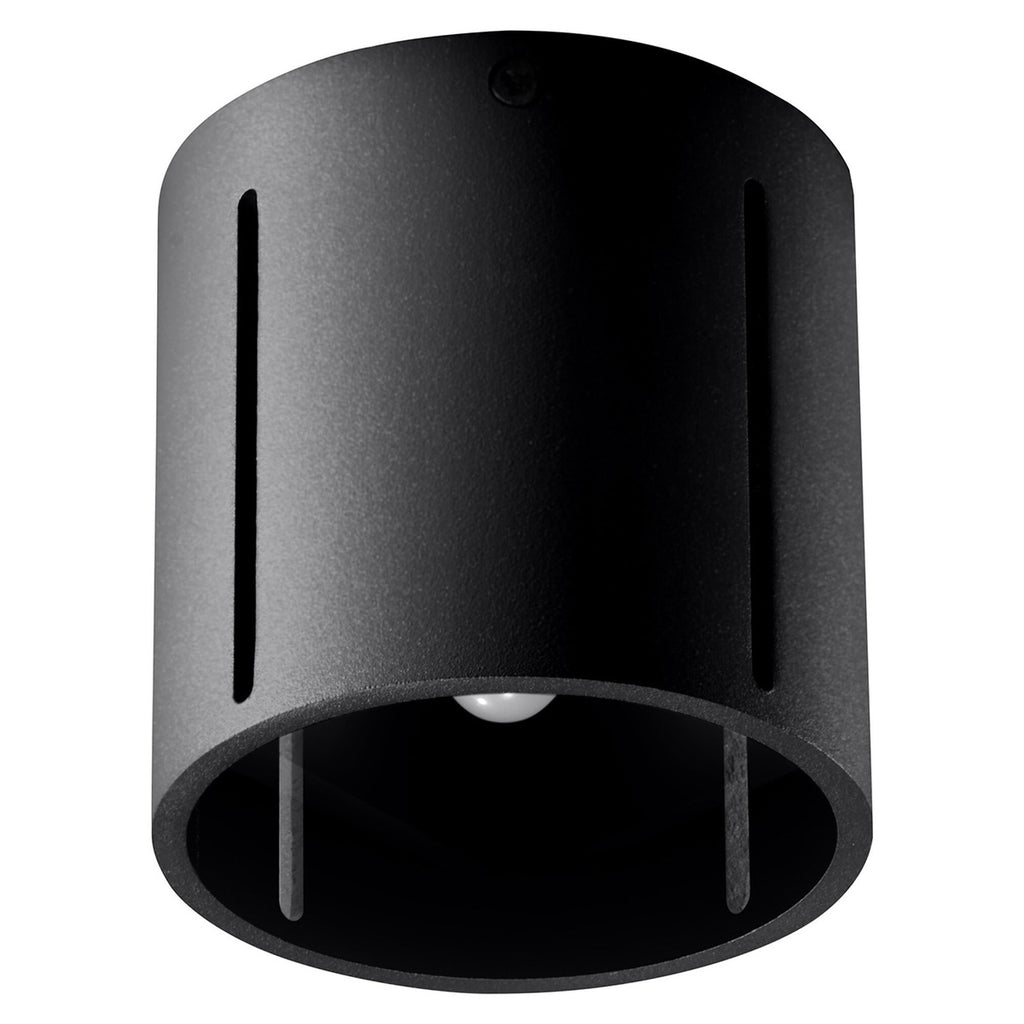 Plafonnier Inez tube en aluminium noir à fentes verticales