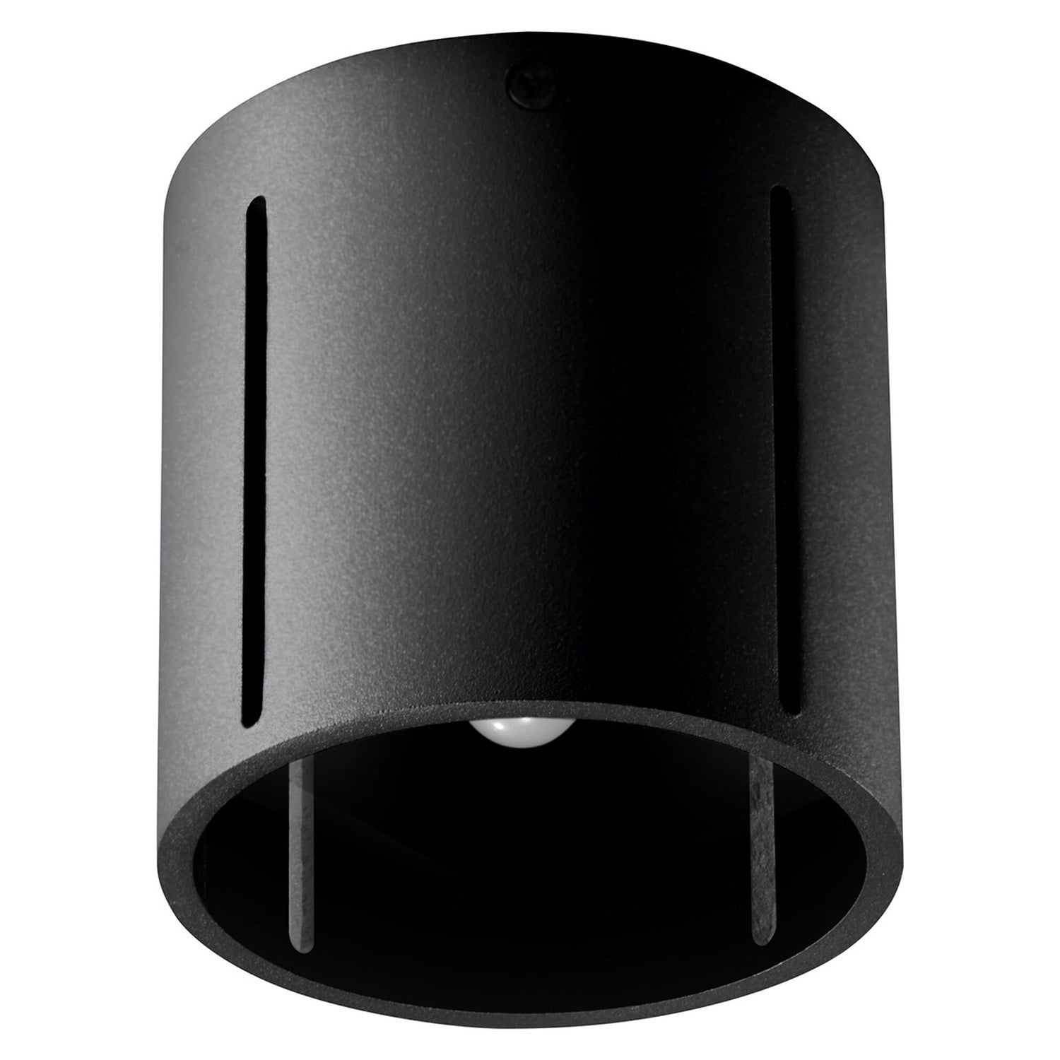 Plafonnier Inez tube en aluminium noir à fentes verticales