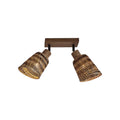 Plafonnier Java 2 abat-jours coniques bambou bicolore 15 cm E27
