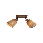 Plafonnier Java 2 abat-jours coniques bambou naturel 15 cm E27