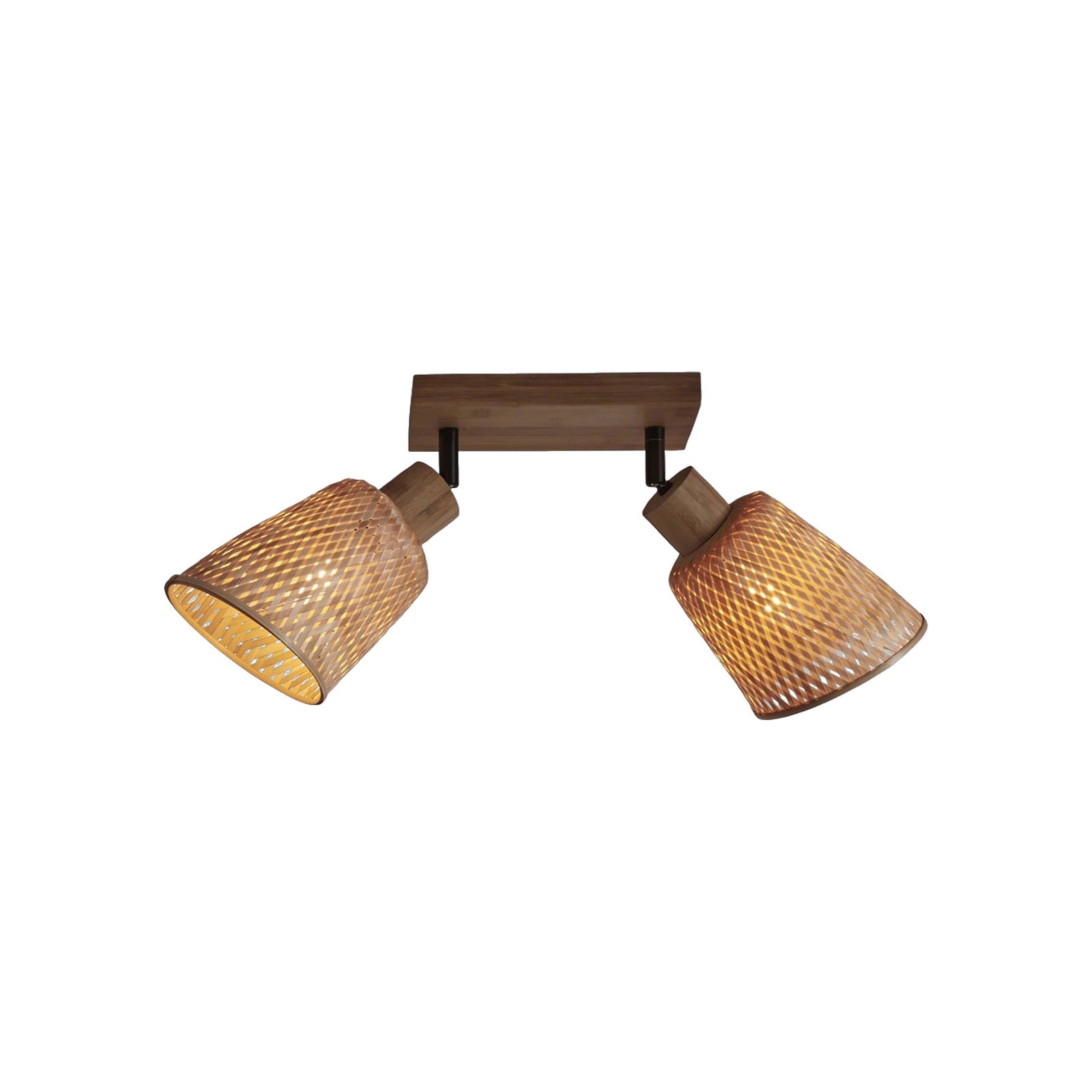 Plafonnier Java 2 abat-jours coniques bambou naturel 15 cm E27