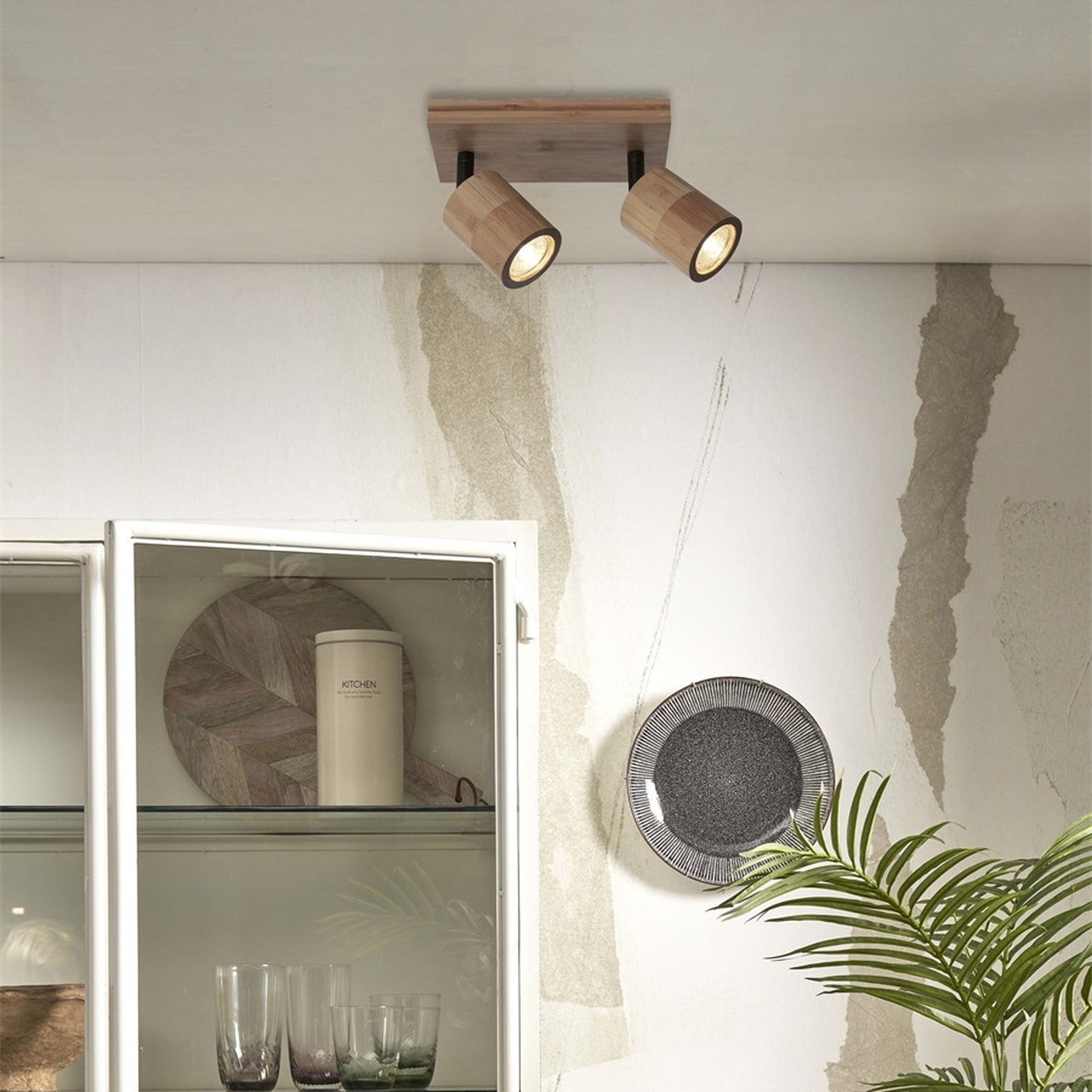 Plafonnier Java bambou naturel 2 spots GU10, vue 2