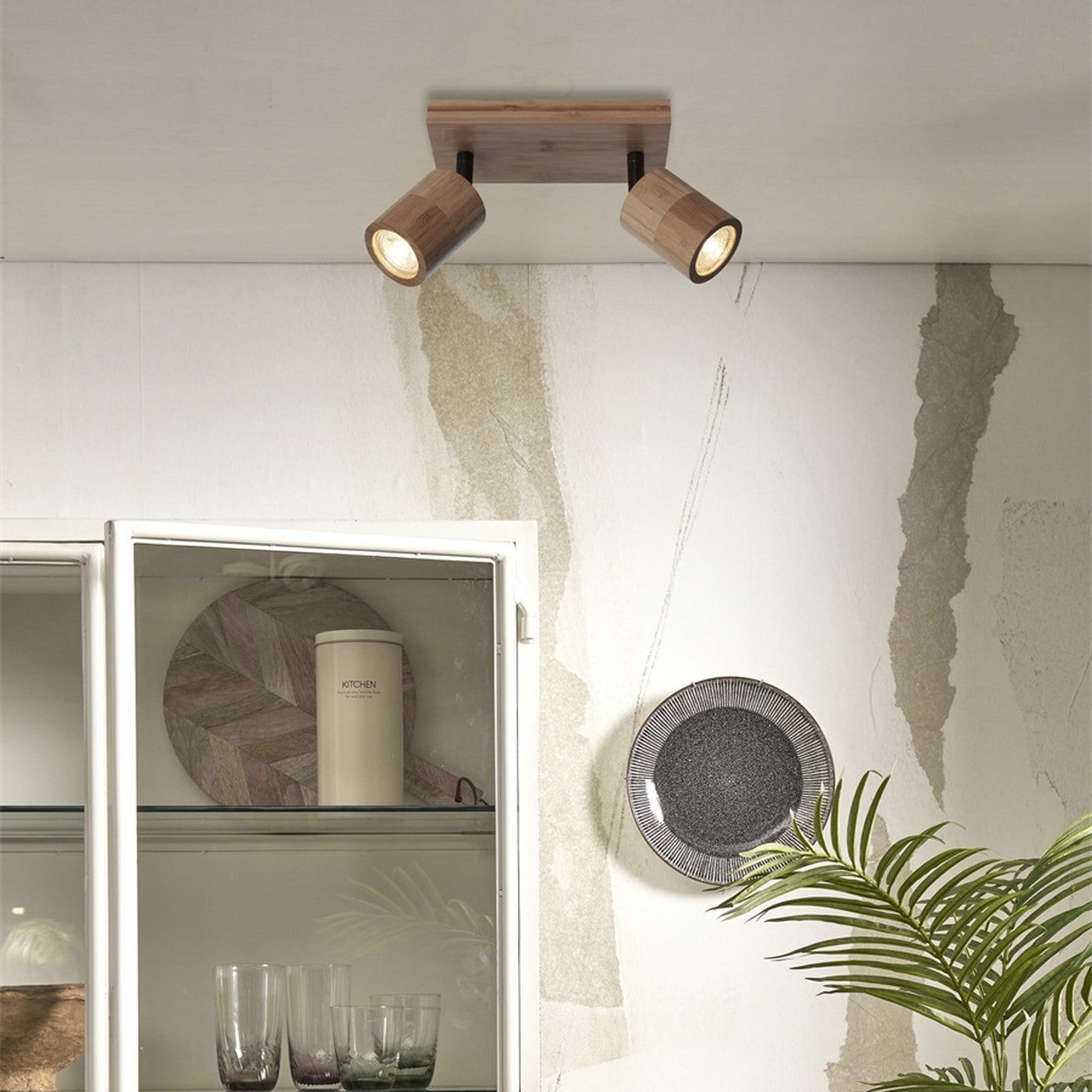 Plafonnier Java bambou naturel 2 spots GU10, vue 3