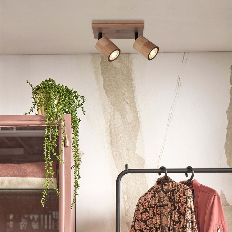 Dimensions Plafonnier Java bambou naturel 2 spots GU10