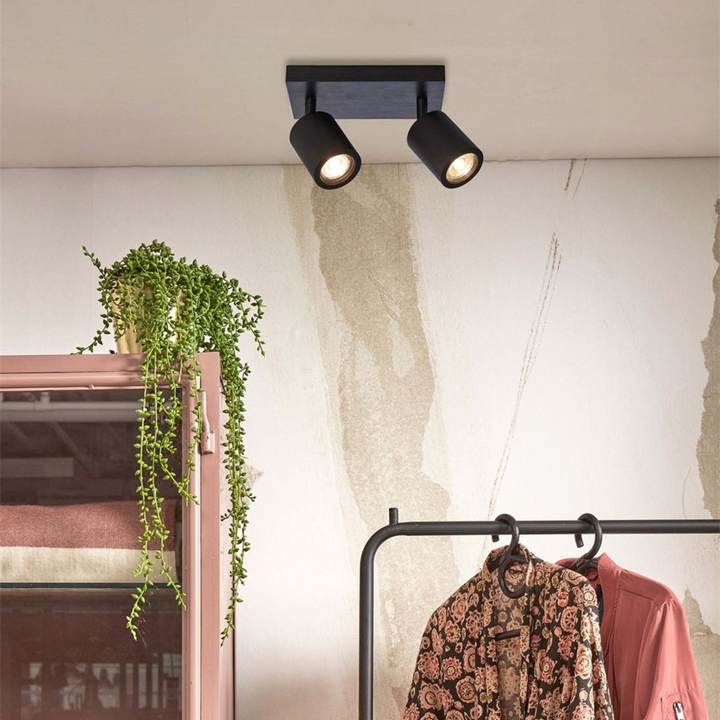 Plafonnier Java bambou noir 2 spots GU10, vue 2