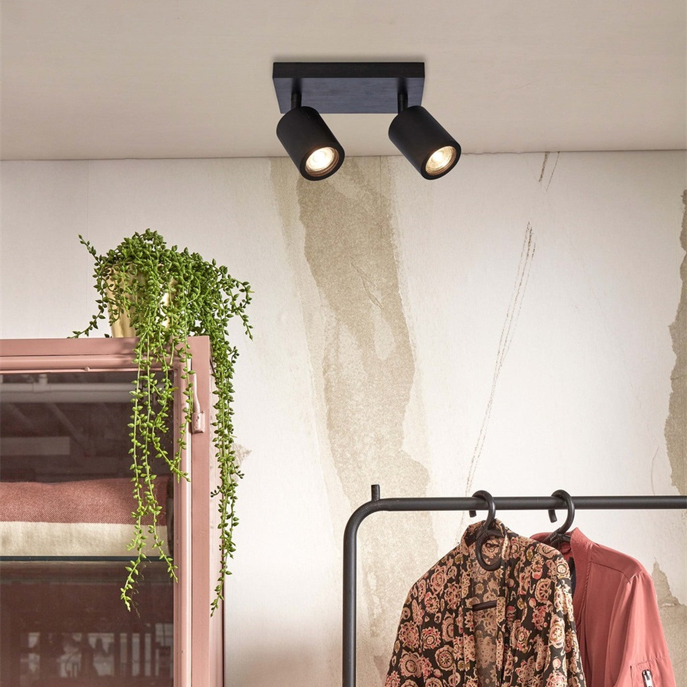 Plafonnier Java bambou noir 2 spots GU10, vue 2