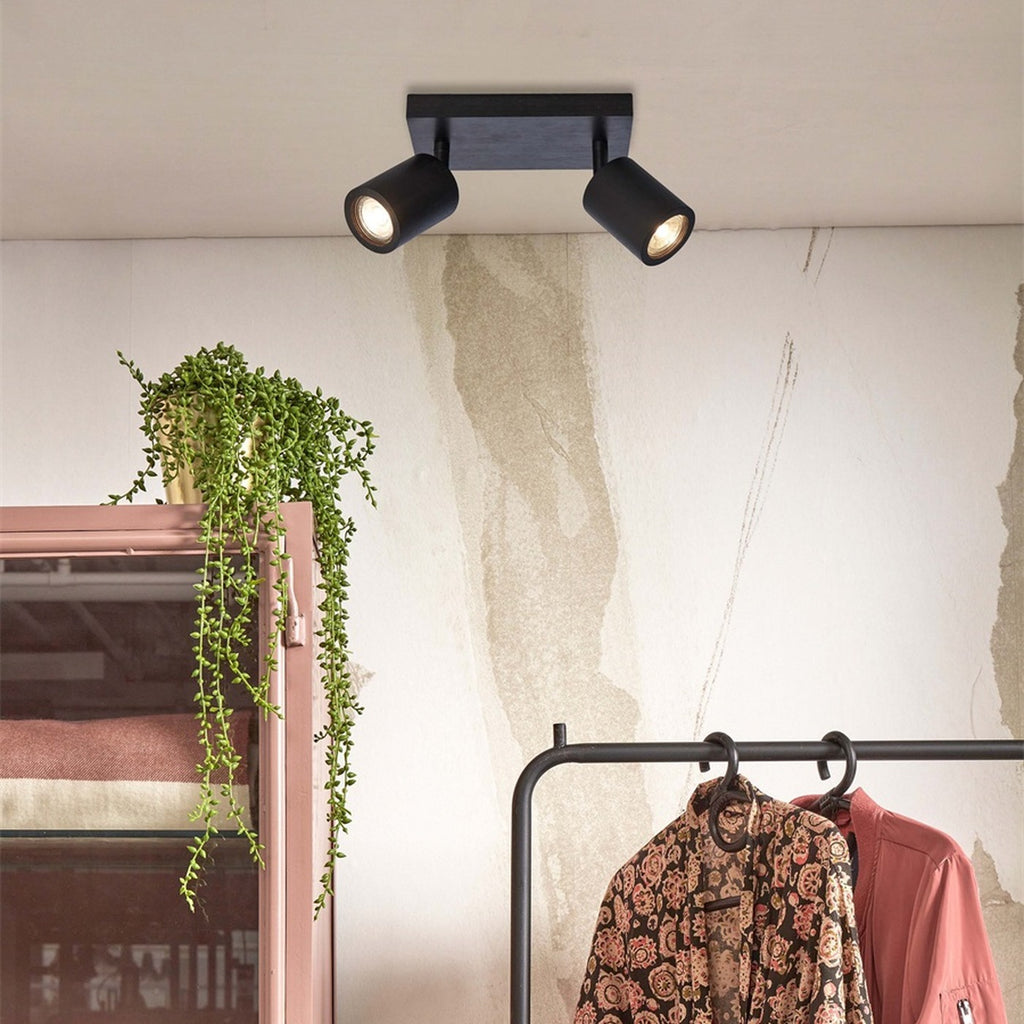Plafonnier Java bambou noir 2 spots GU10, vue 3