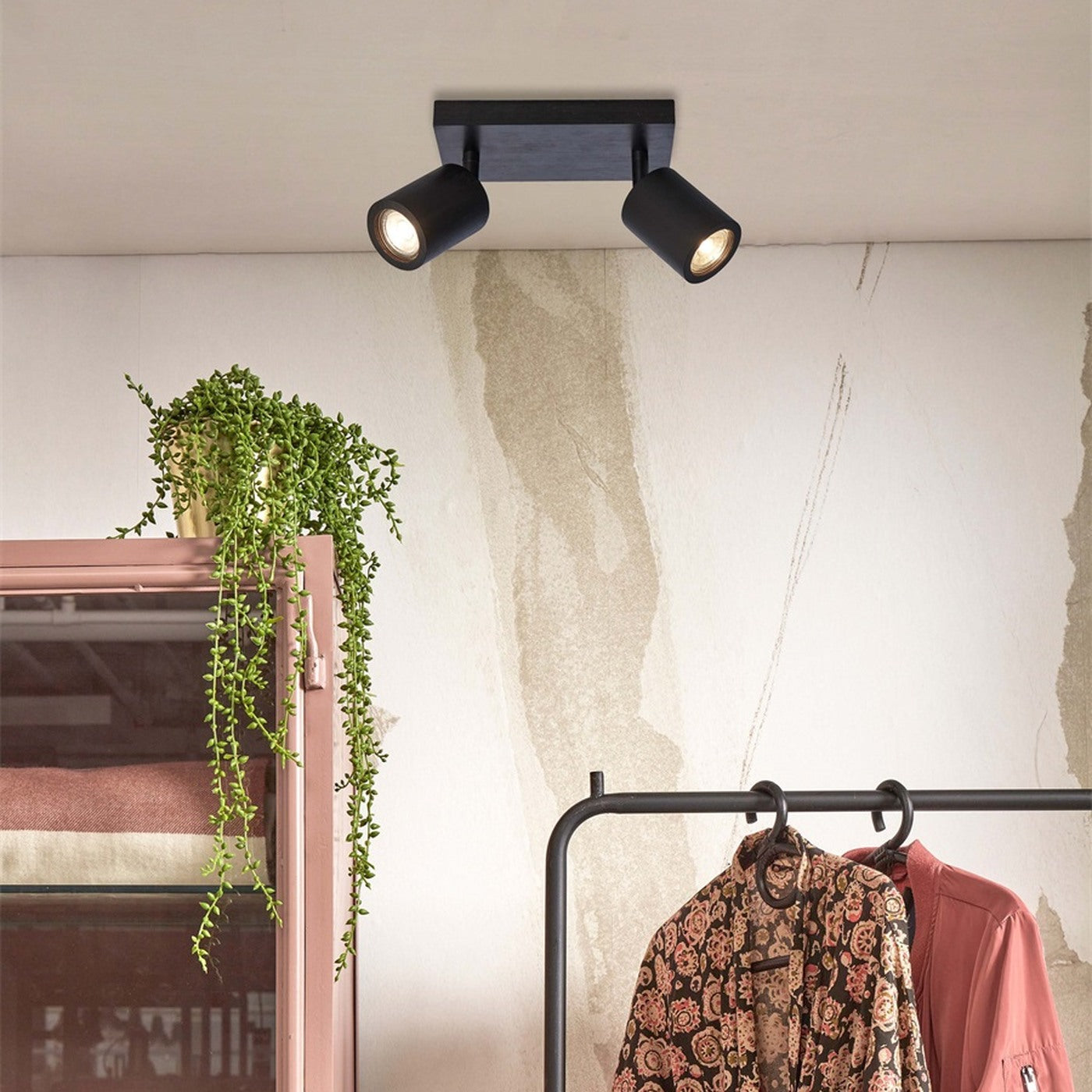 Plafonnier Java bambou noir 2 spots GU10, vue 3