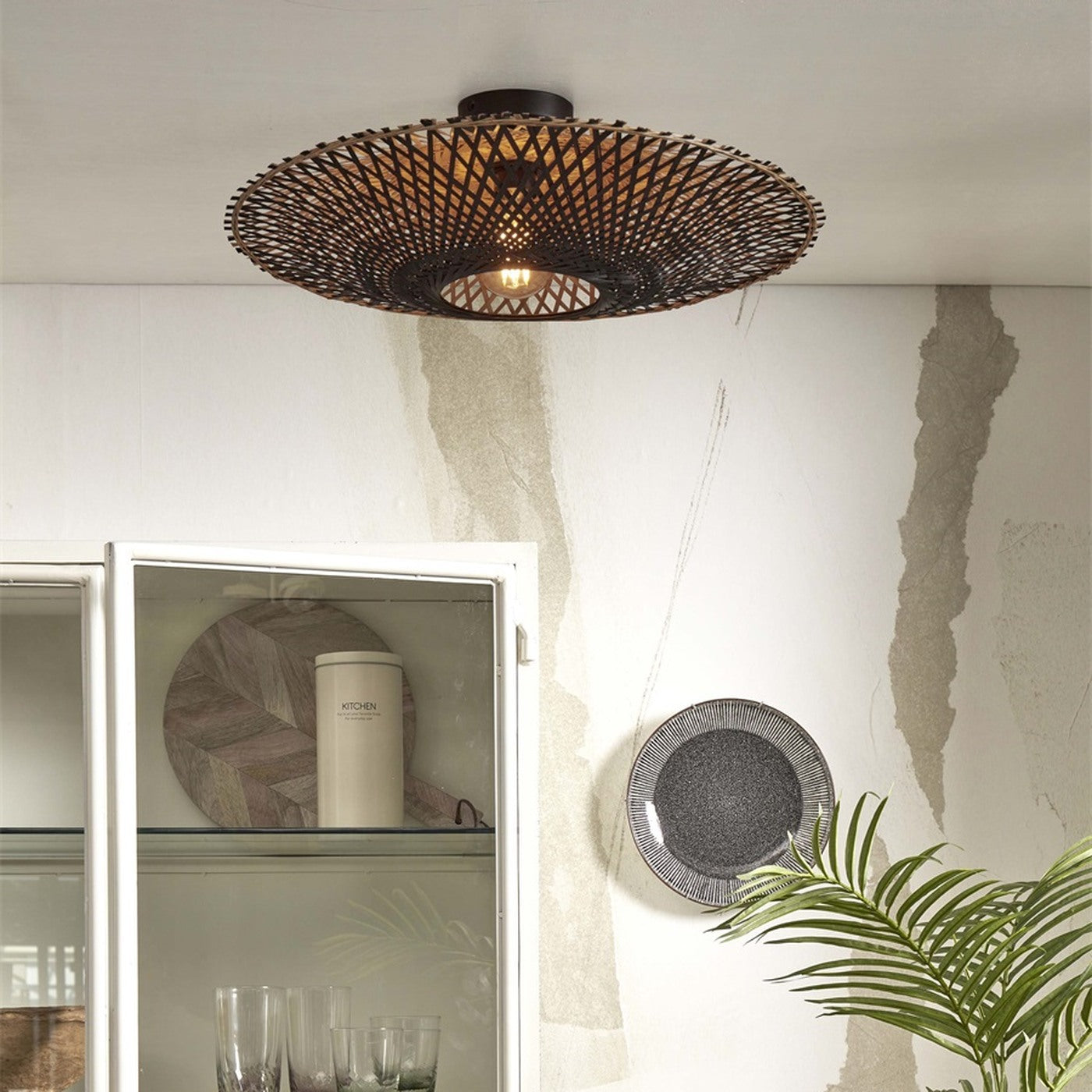 Plafonnier Kalimantan bambou naturel et noir 60 cm E27, vue 2