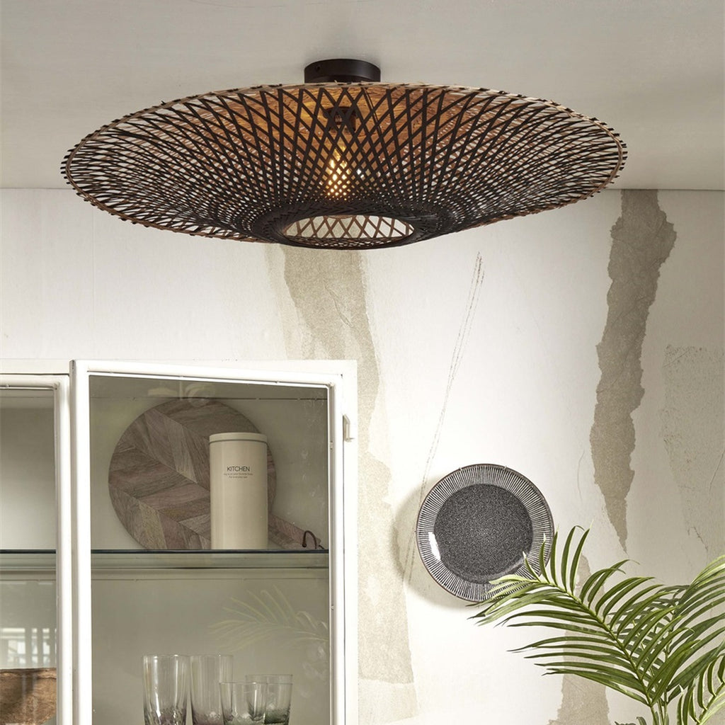 Plafonnier Kalimantan bambou naturel et noir 87 cm E27, vue 2