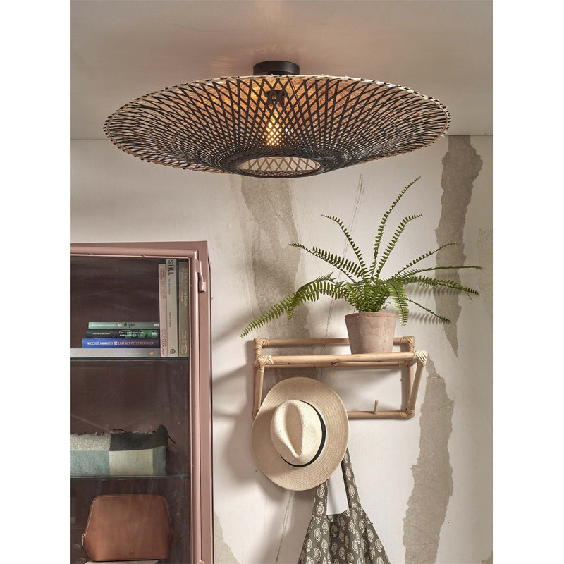 Dimensions Plafón Kalimantan bambú natural y negro 87 cm E27