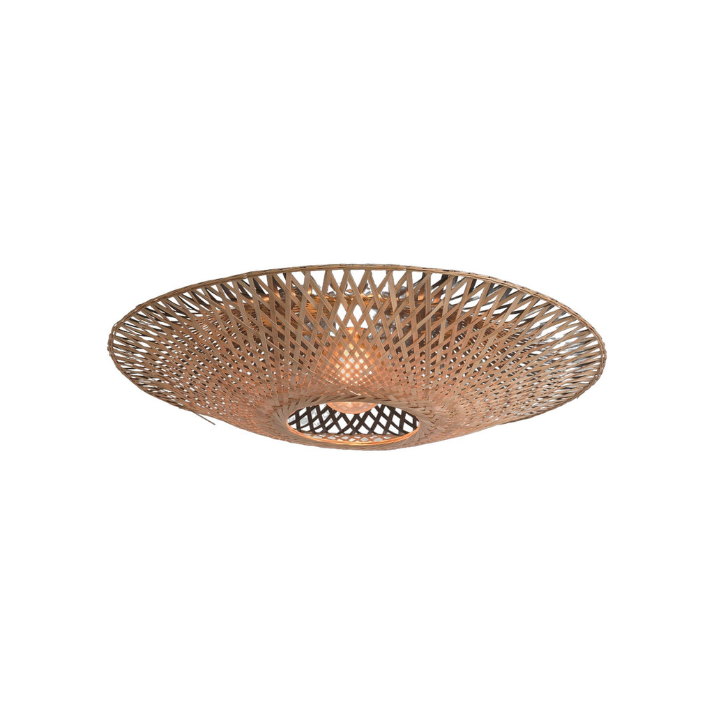 Plafonnier Kalimantan bambou noir et naturel plat 44 cm E27