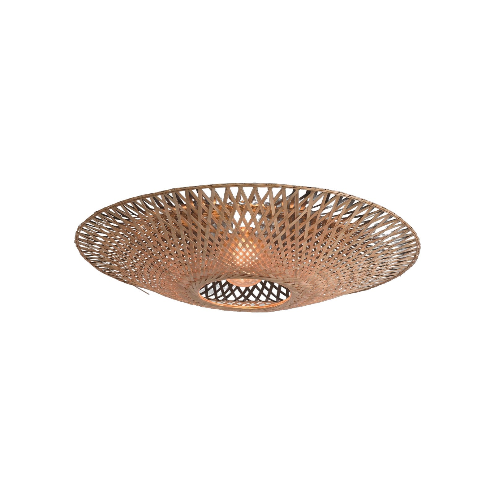 Plafonnier Kalimantan bambou noir et naturel plat 44 cm E27