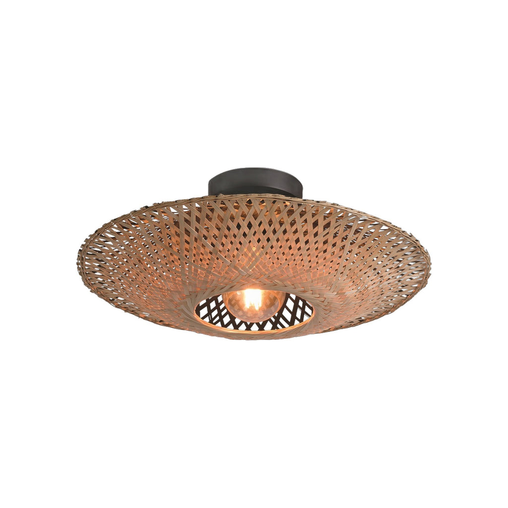 Plafonnier Kalimantan bambou noir et naturel plat 60 cm E27