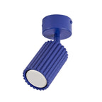 Plafonnier Karbon 1 spot cannelé bleu outremer, spot orientable sur platine ronde