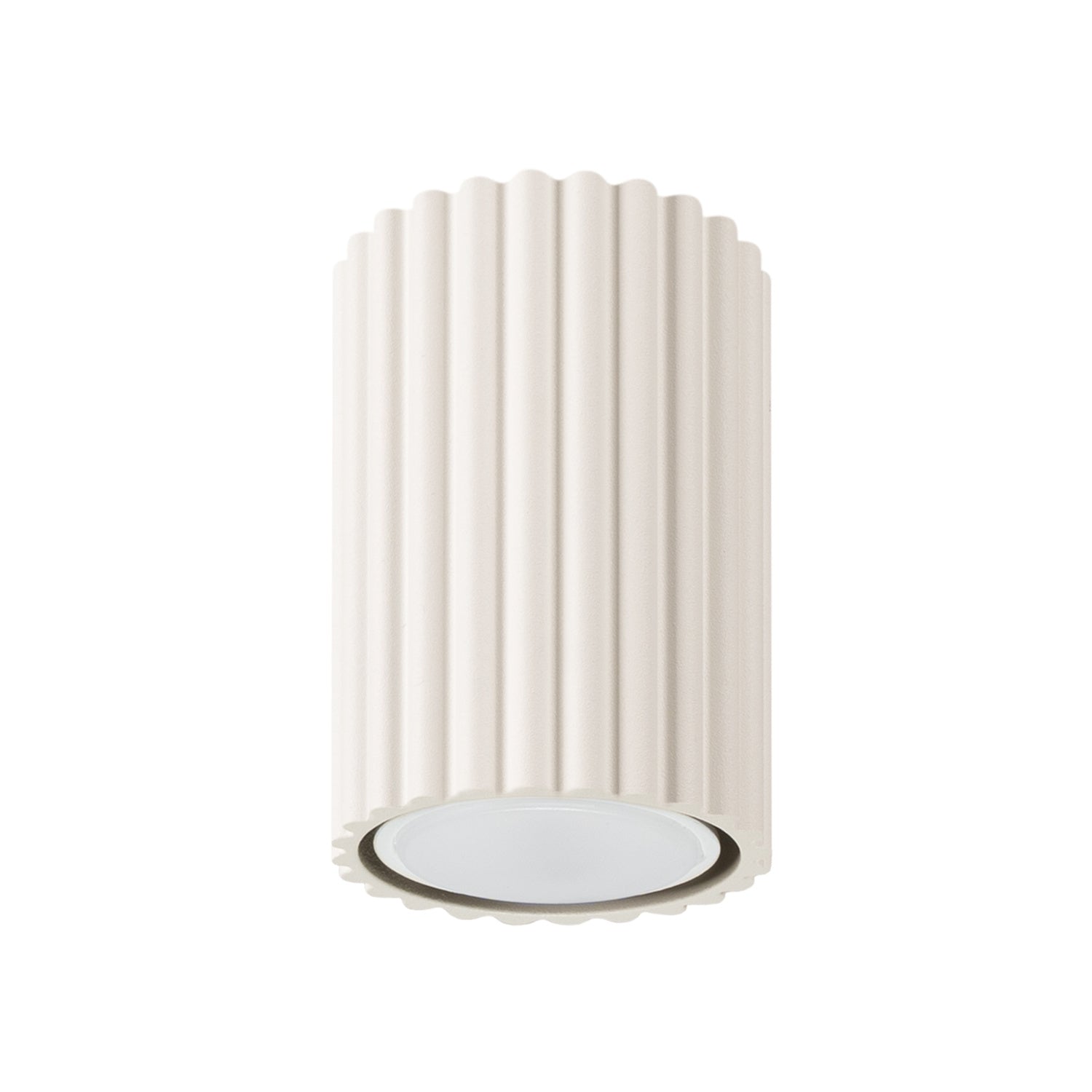 Plafonnier Karbon 10 tube cannelé beige, tube cannelé au ras du plafond