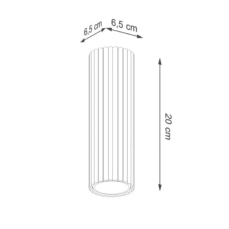 Dimensions Plafonnier Karbon 20 tube cannelé GU10