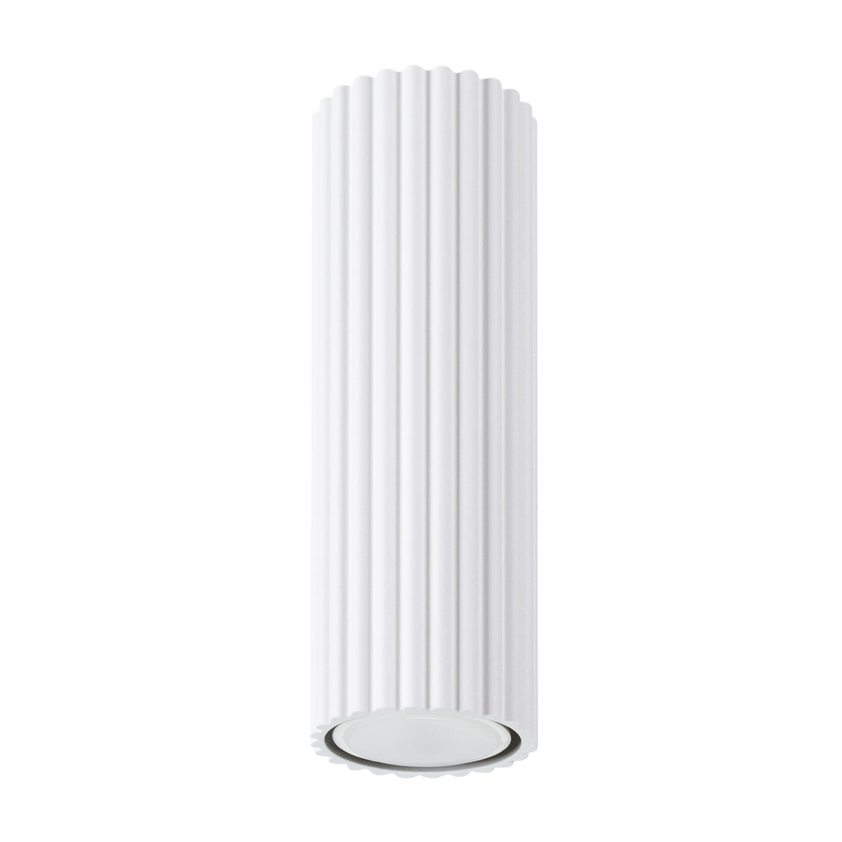 Plafonnier Karbon 20 tube cannelé blanc, tube cannelé au ras du plafond