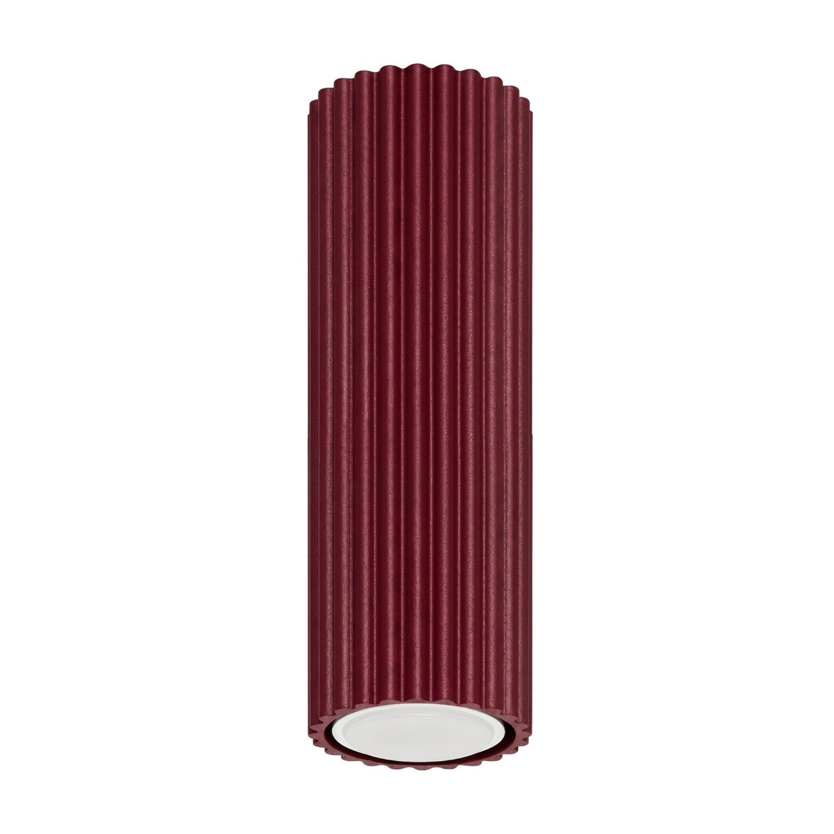 Plafonnier Karbon 20 tube cannelé bordeaux, tube cannelé au ras du plafond