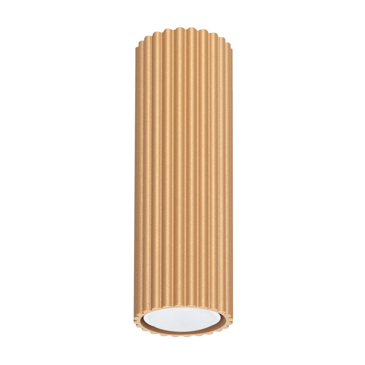 Plafonnier Karbon 20 tube cannelé doré, tube cannelé au ras du plafond