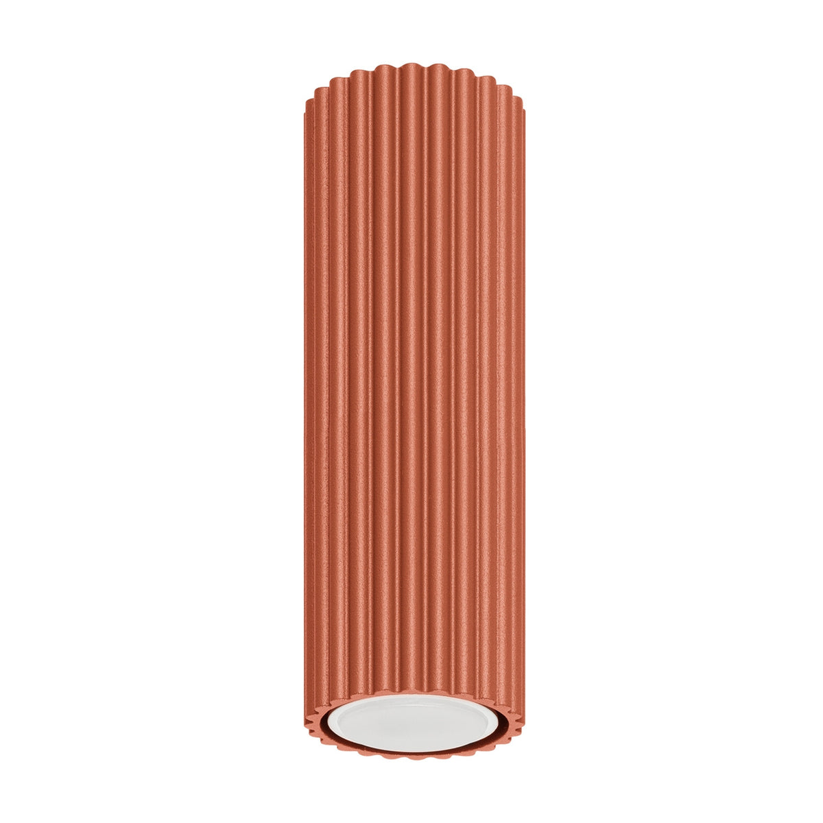 Plafonnier Karbon 20 tube cannelé ocre rouge, tube cannelé au ras du plafond