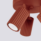 Plafonnier Karbon 3 spots rond aluminium ocre rouge et sa platine ronde