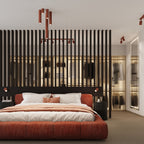 Plafonnier Karbon 3 spots rond aluminium ocre rouge en ambiance