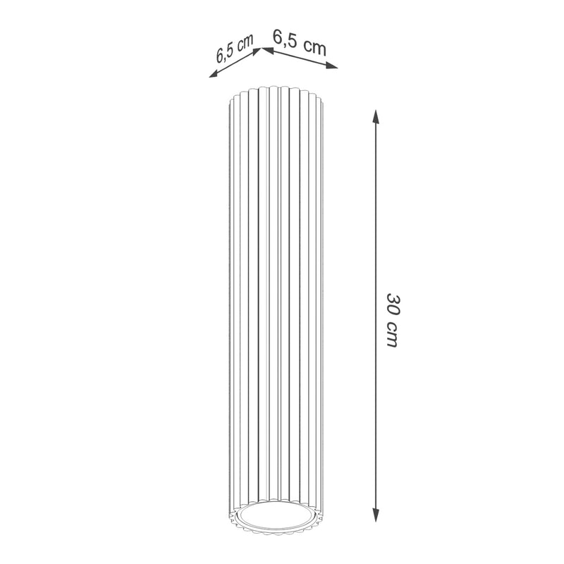 Dimensions Plafonnier Karbon 30 tube cannelé GU10