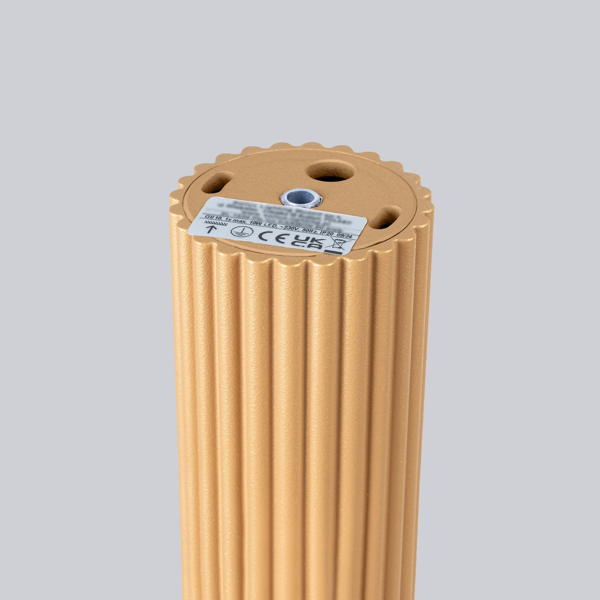 Plafonnier Karbon 30 tube cannelé doré et sa fixation