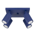 Plafonnier Karbon 4 spots carré bleu outremer, quatre spots orientables sur platine carrée