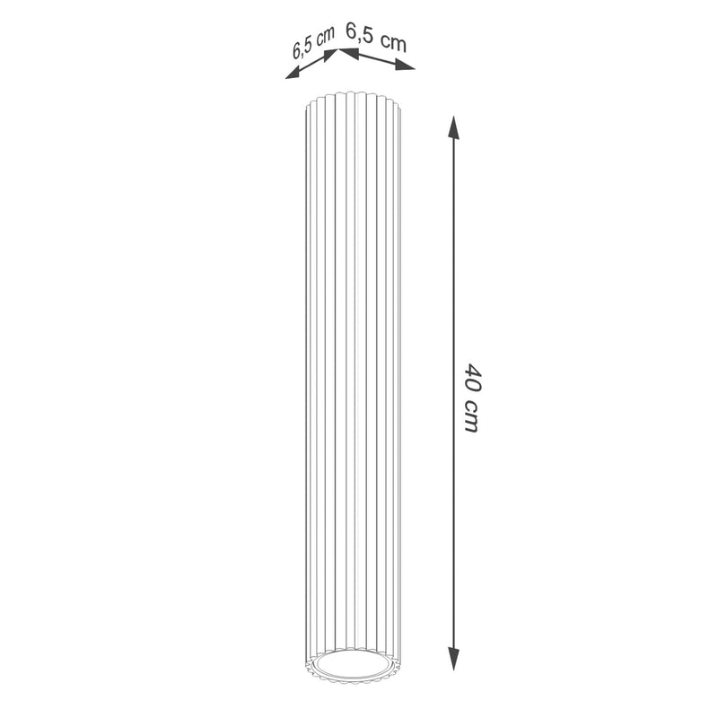 Dimensions Plafonnier Karbon 40 tube cannelé GU10