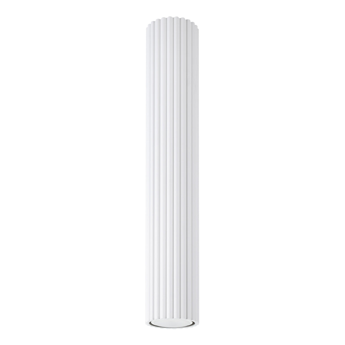 Plafonnier Karbon 40 tube cannelé blanc, tube cannelé au ras du plafond