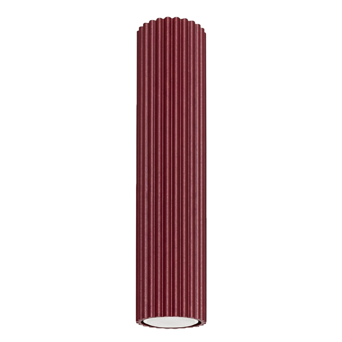 Plafonnier Karbon 40 tube cannelé bordeaux, tube cannelé au ras du plafond